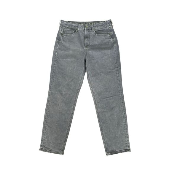 American Eagle Stretch Mom Jean Gray Purple Wash Denim High Waisted Size 4 Short - Picture 2 of 13